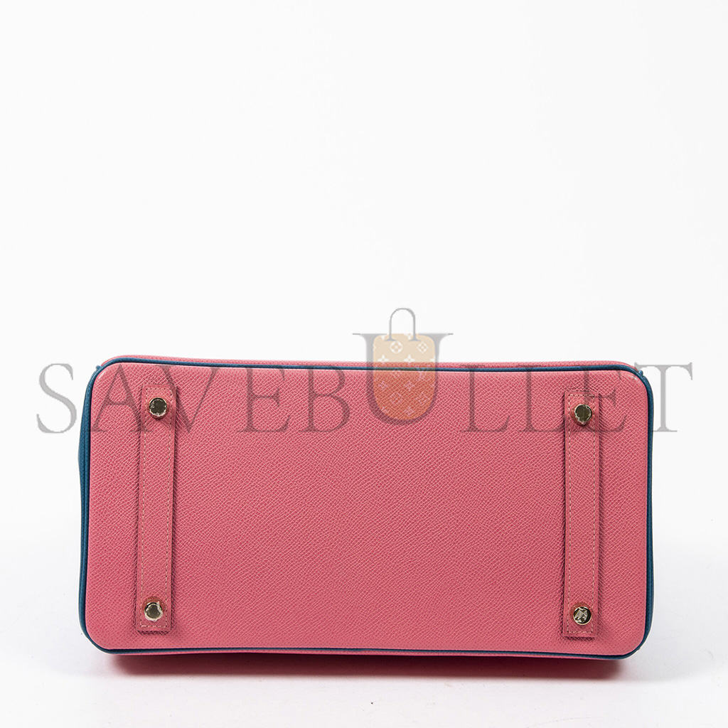 H**mes birkin 30 chevre leather cherry blossom and nor*hern blue gold buckle h028369cc37 (30*23*15cm)